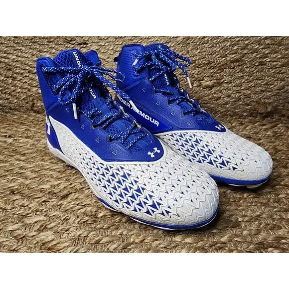 Under Armour Men's S 14 Team Hammer MR Football Cleats Blue White Athletic